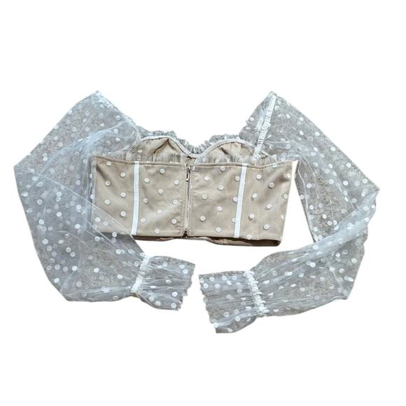 RNWY dressy shirt, cropped, Corset top, translucent sleeves, Size Large - Picture 2 of 9